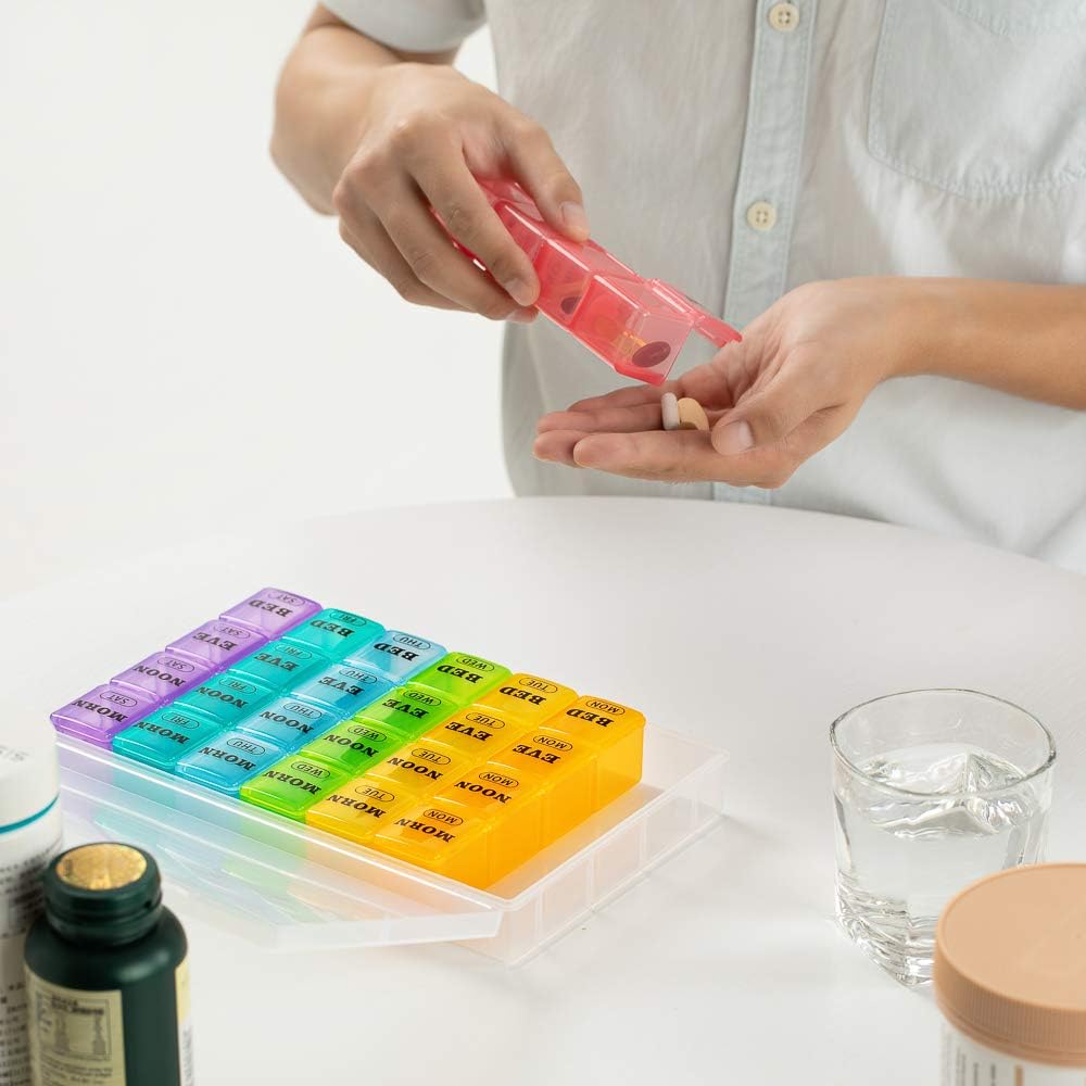 mossime Weekly Pill Organizer, 4 Times a Day, 28 Count