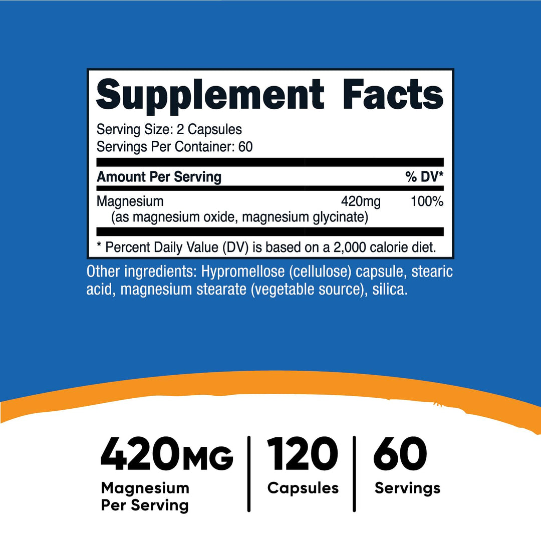 Nutricost Magnesium Glycinate, 420 mg, 120 Count
