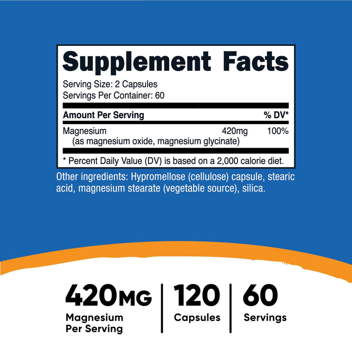 Nutricost Magnesium Glycinate, 420 mg, 120 Count