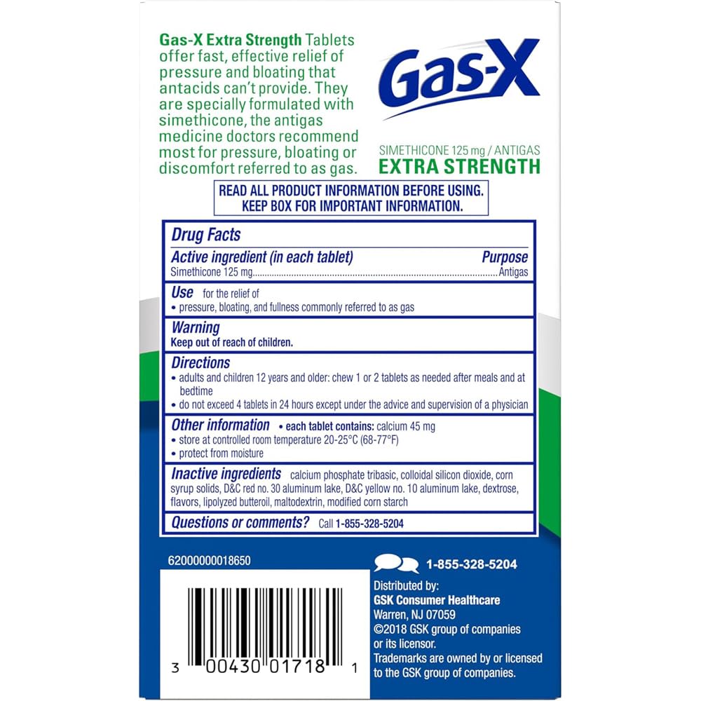 Gas-X Chewable Tablets, Peppermint Creme, 18 Count