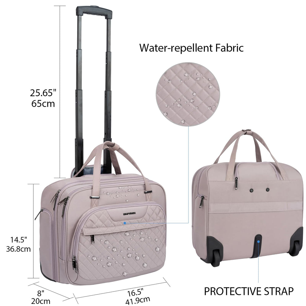 EMPSIGN Rolling Laptop Bag, Dusty Pink, 15.6 in