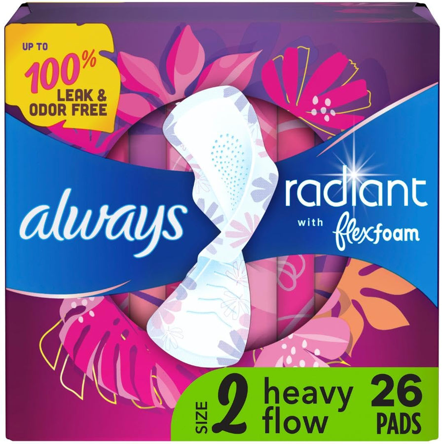 Always Radiant Pads, Scented, Size 2, 26 Count