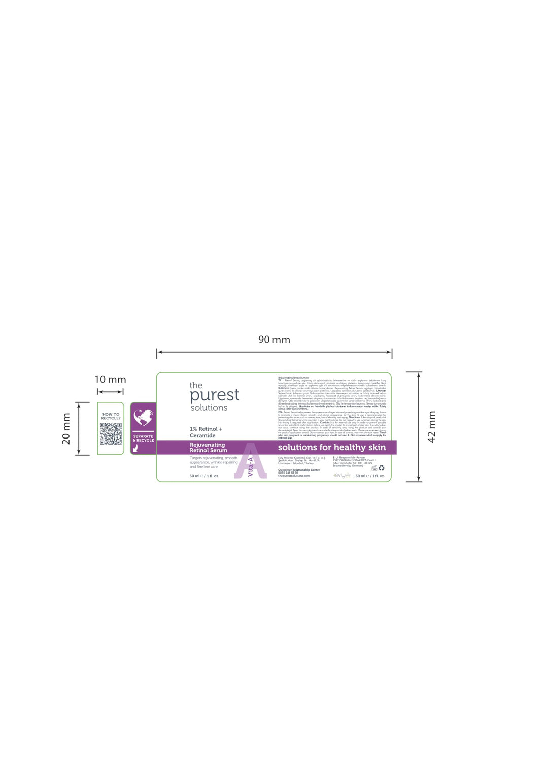 The Purest Solutions Vita-A Rejuvenating Retinol Serum, 1%, 30 ml