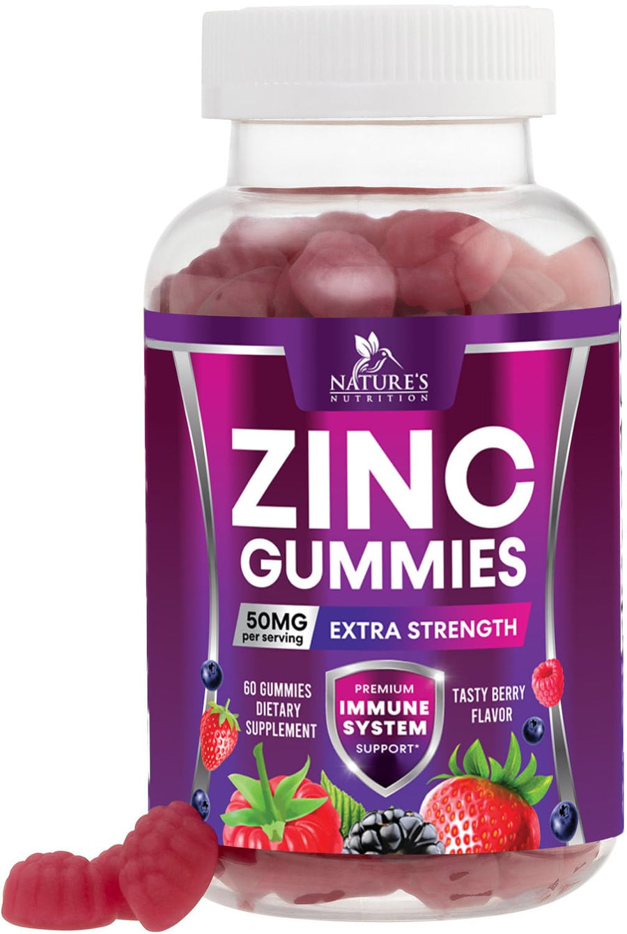 Zinc Gummies 50mg, Natural Berry, 60 Count