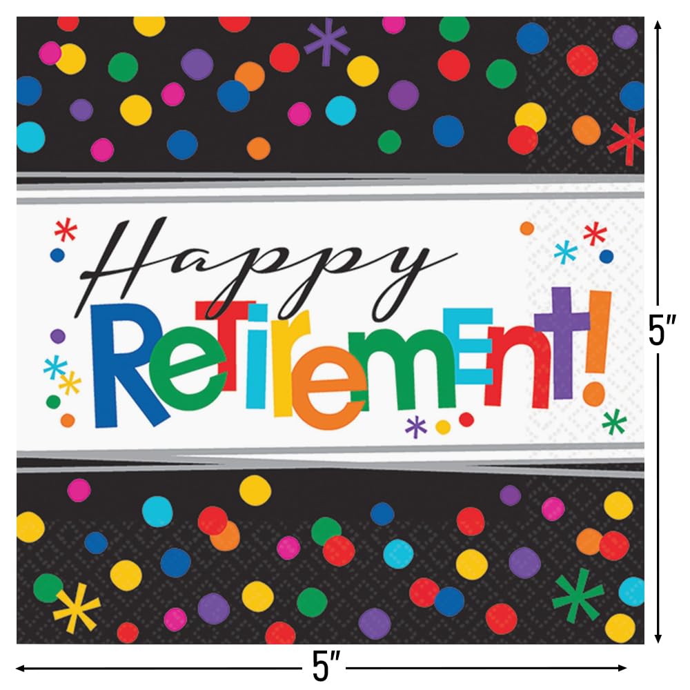 amscan Officially Retired Beverage Napkins, Multicolor, 16 Count