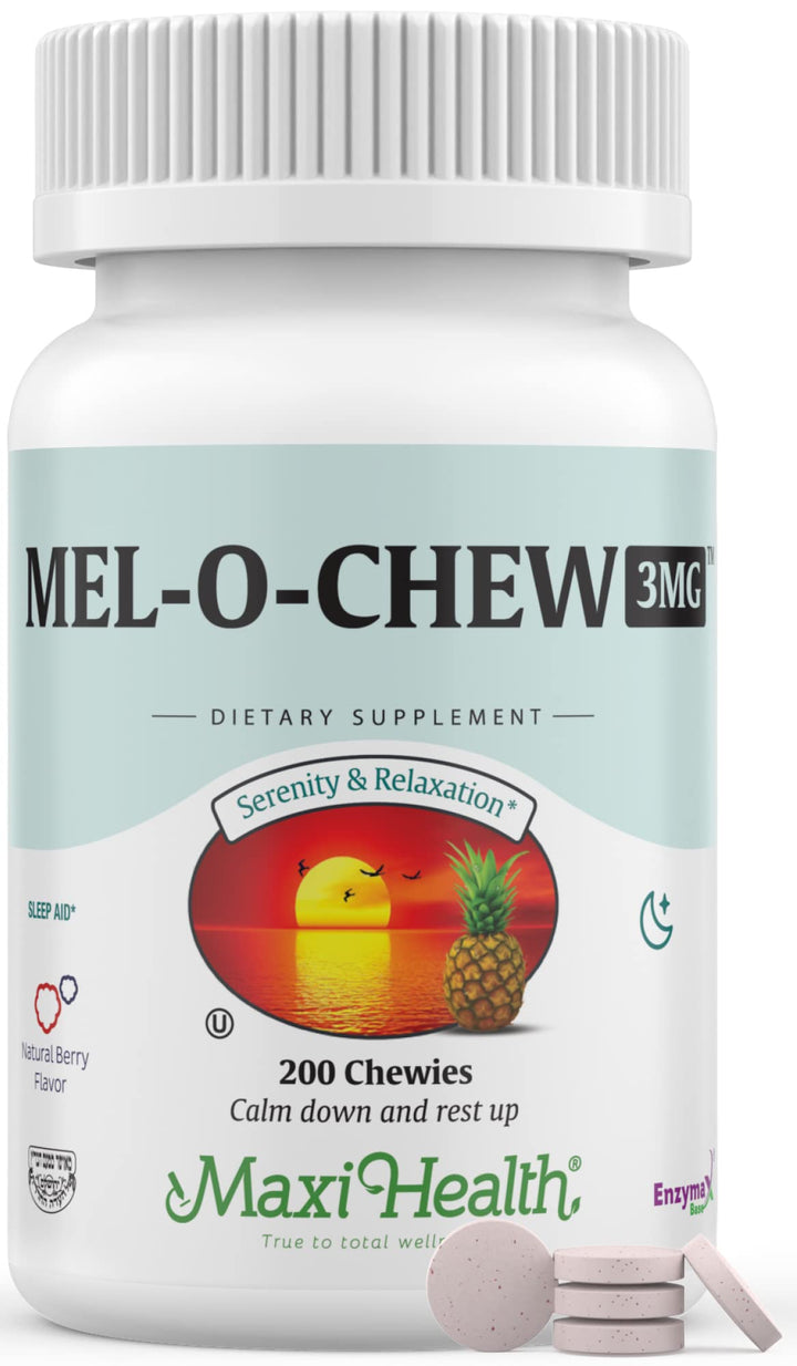 Maxi Health Mel-O-Chew Chewable Melatonin, Berry, 3 mg, 200 Count