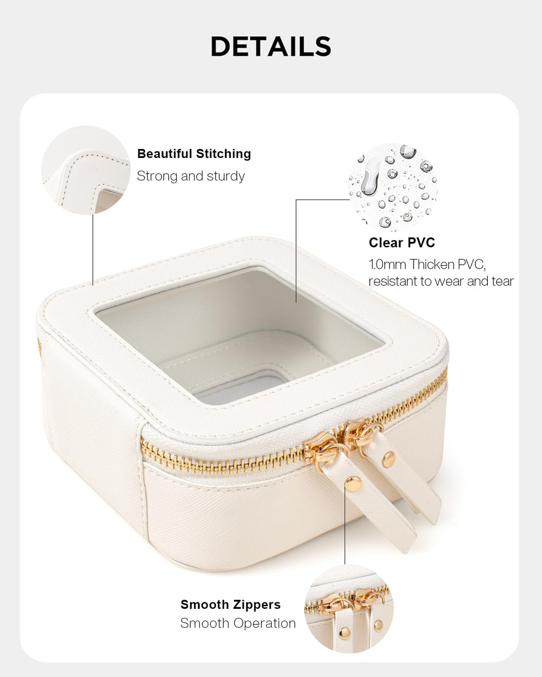 LETGO Clear Makeup Bag, Mini, White