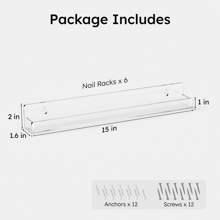 FEMELI Acrylic Nail Polish Rack And Organiser, Clear, 6 Count