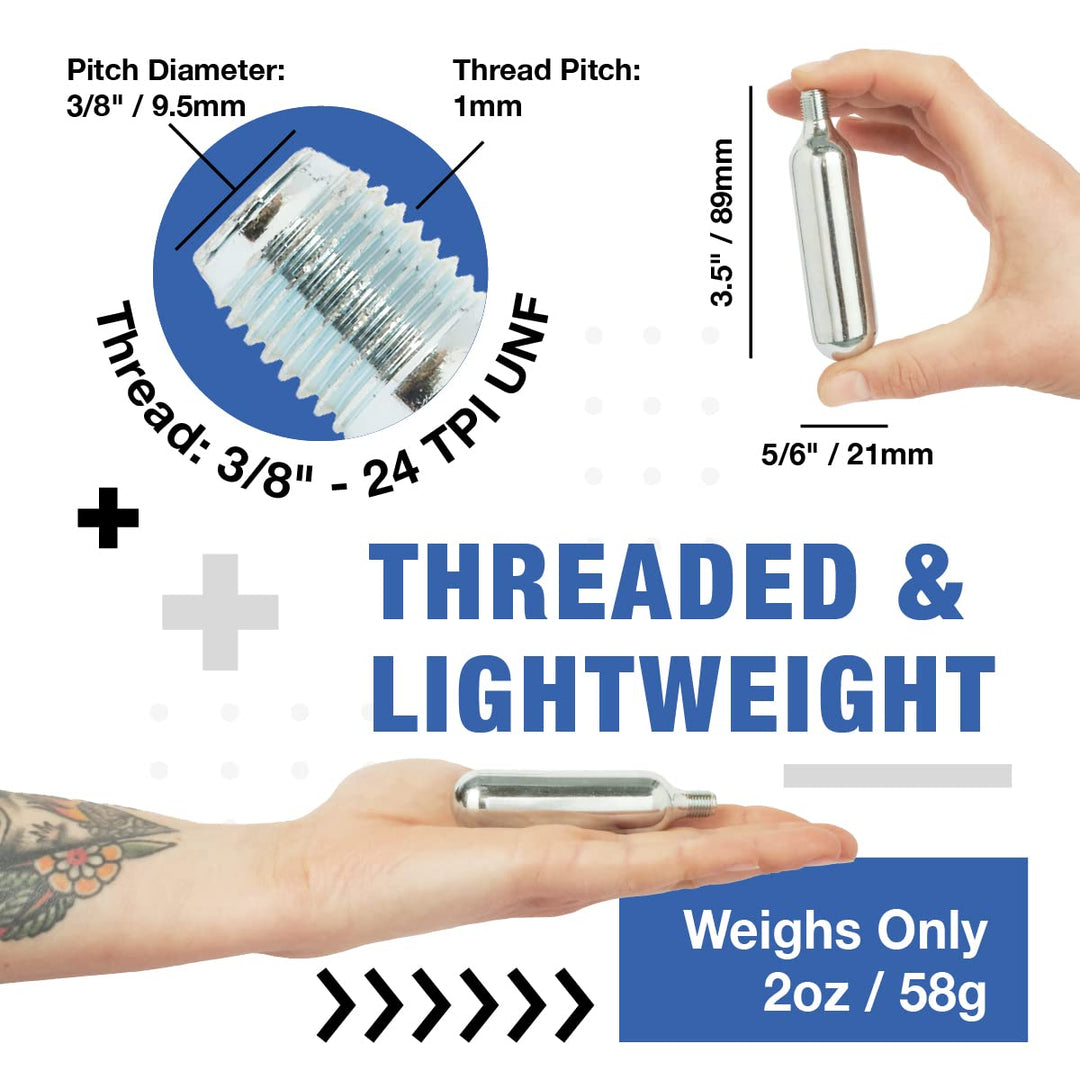 ICO CO2 Cartridge, 16 g, Threaded, 10 Count