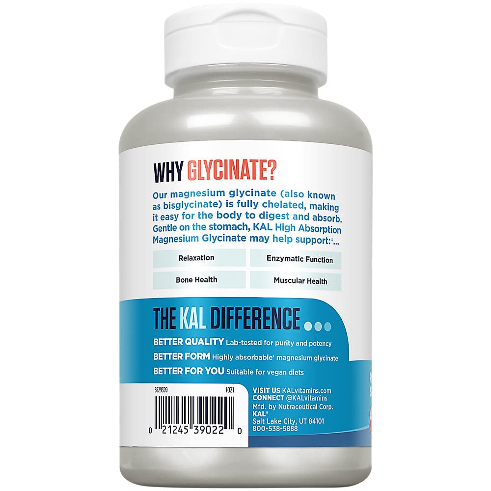 KAL Magnesium Glycinate Capsules, 160 Count