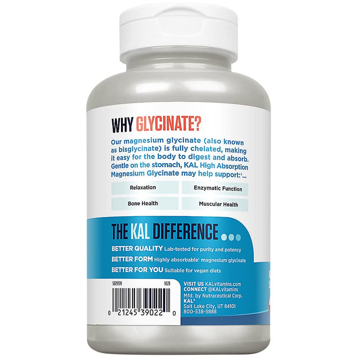 KAL Magnesium Glycinate Capsules, 160 Count