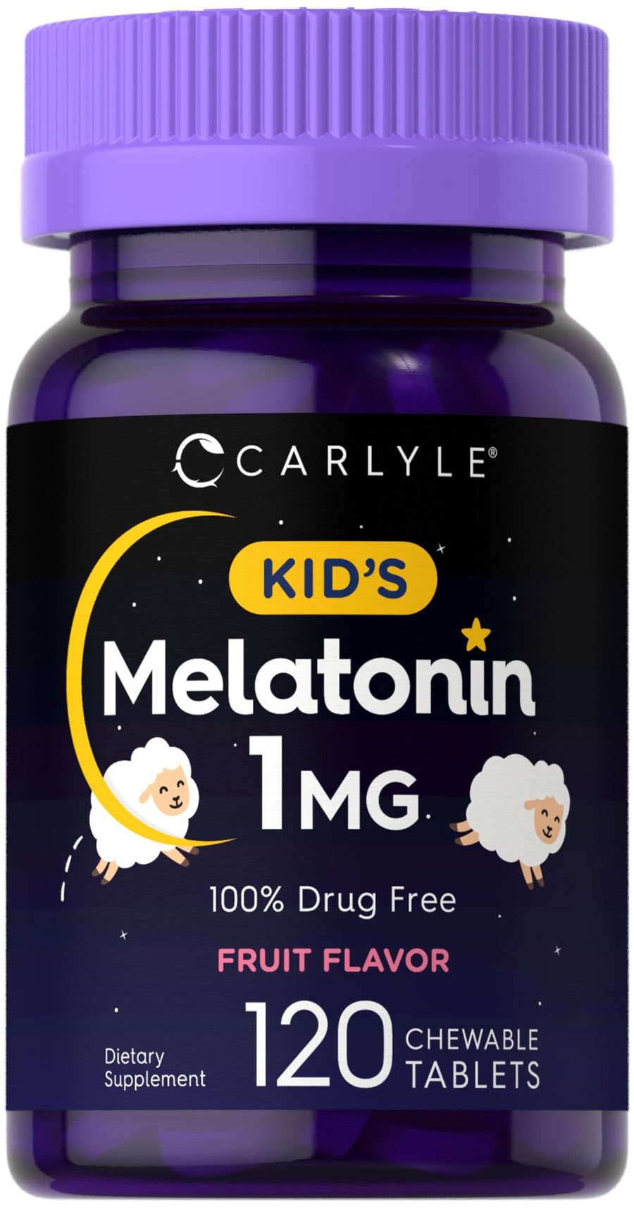 Carlyle Kids Melatonin, Fruit Flavor, 1 mg, 120 Count