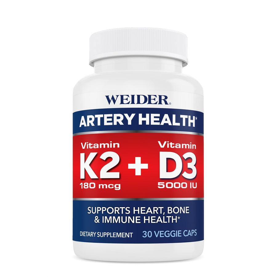 Weider Artery Health Capsules, 180 mcg, 5000 iu, 30 Count