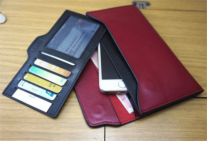 NIGEDU Women Long Wallet, Wine Red