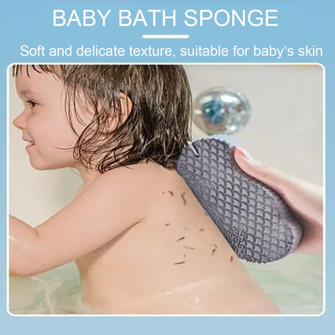 WFWJ Magic Exfoliating Bath Sponge, Blue Pink Gray, 3 Count
