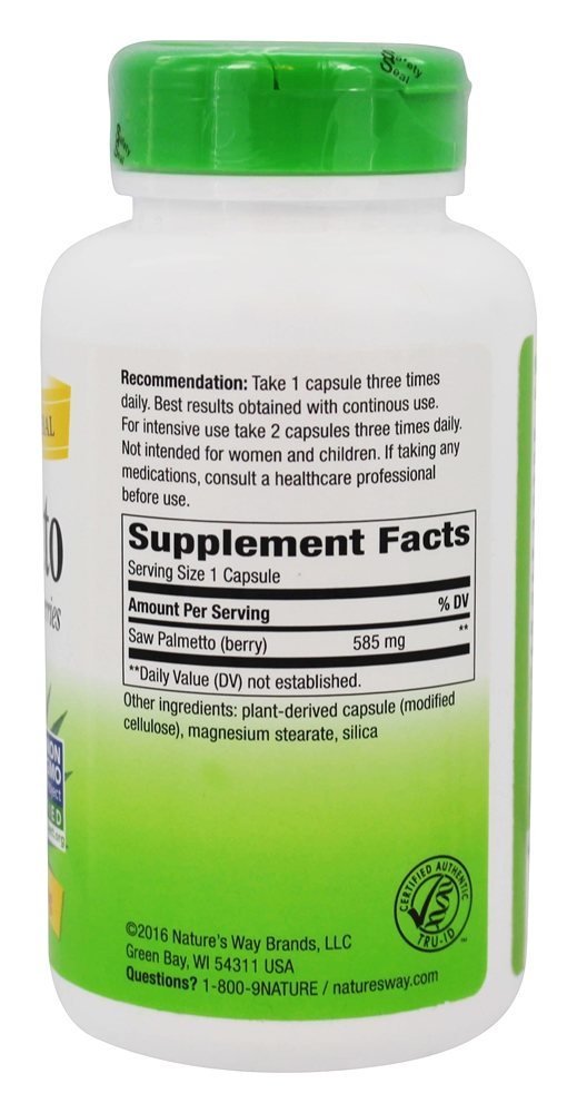Nature's Way Palmetto Berries Vegetarian Capsules, 585 mg, 180 Count