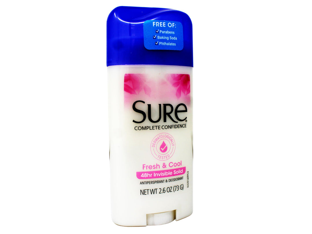 Sure Invisible Solid Deodorant, Fresh & Cool, 2.6 oz, Pack of 3