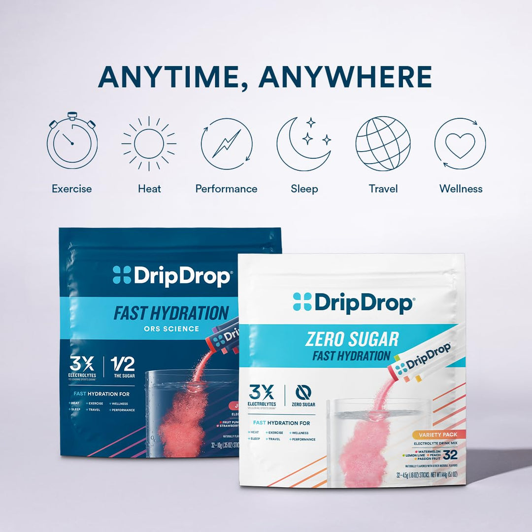 DripDrop Sugar Free Hydration Packets, Classic Variety Pack, 16 Count
