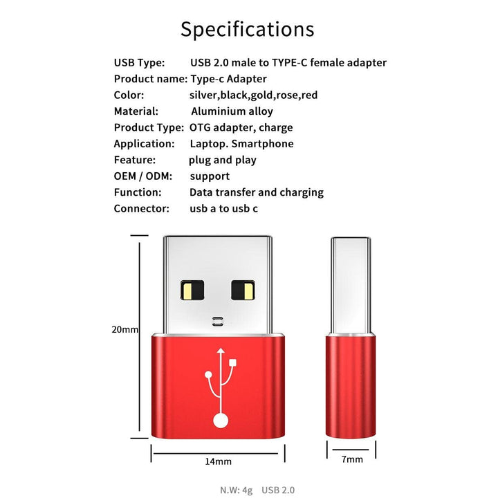 BoxWave PortChanger USB-A to USB-C OTG Adapter, Metallic Silver, 5 Count