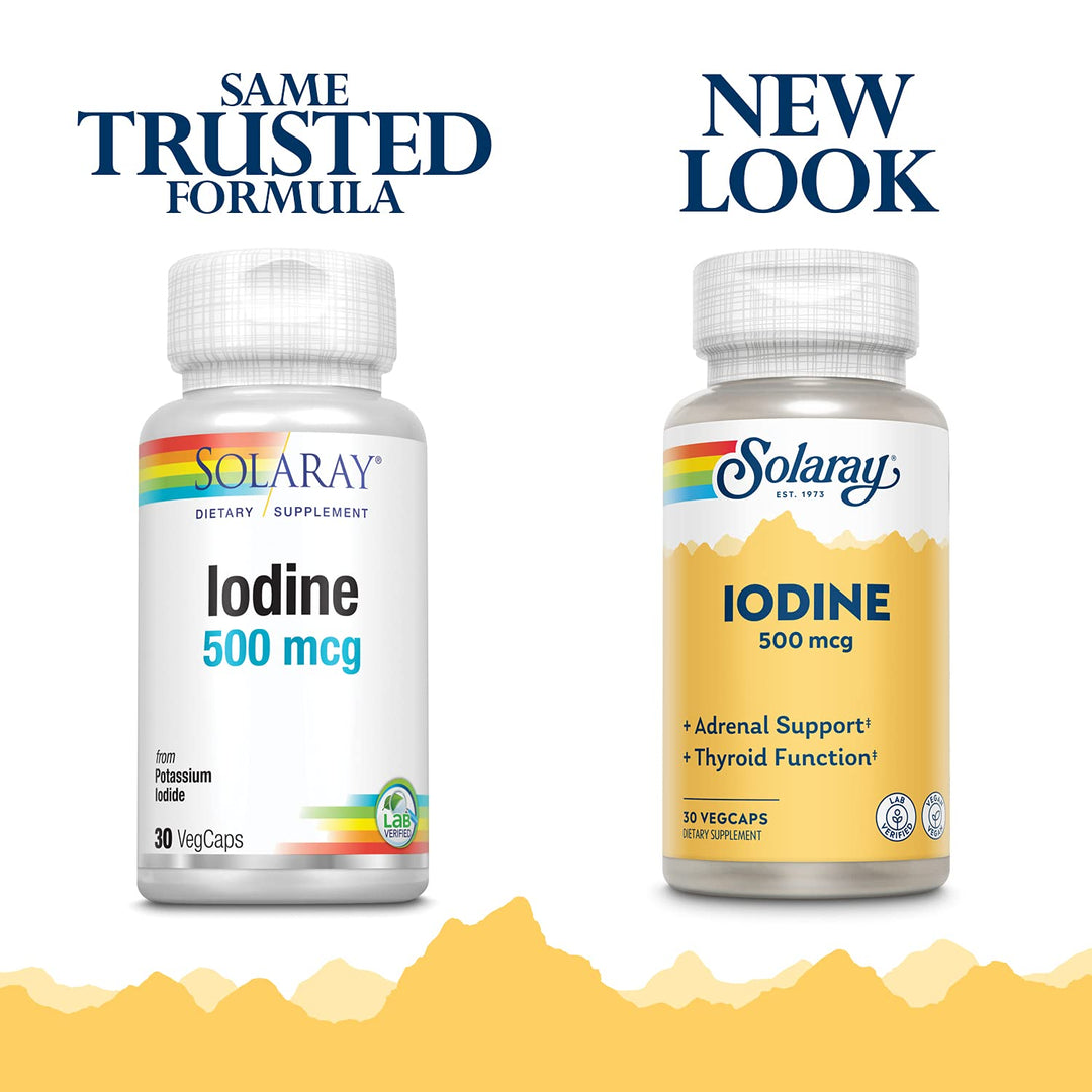 SOLARAY Iodine Vegetarian Capsules, 500 mcg, 30 Count