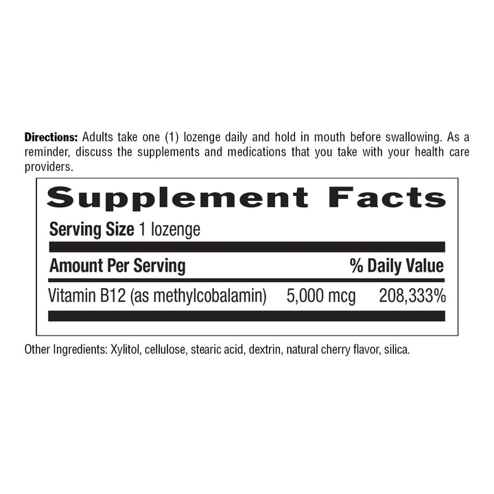 Country Life Methyl B12 5000 mcg Lozenges, Cherry, 60 Count