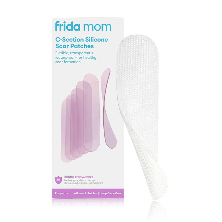 Frida Mom C-Section Silicone Strips, Reusable Scar Patches, Includes Case & Pouch