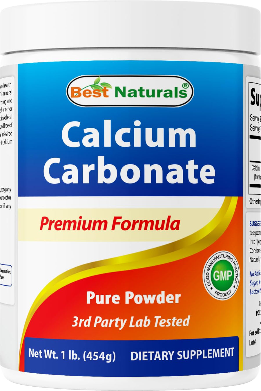Best Naturals Calcium Carbonate Powder, Food Grade, 1 lb, Pack of 2