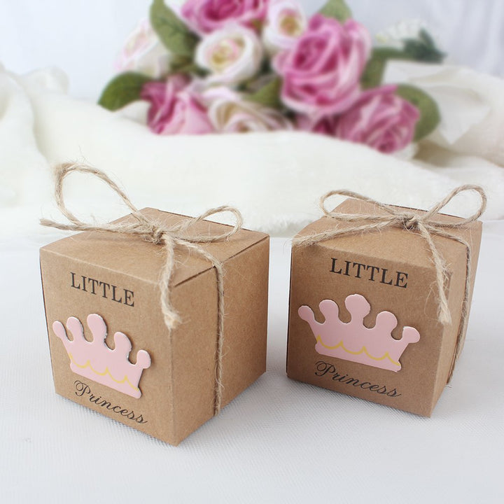 AerWo Little Princess Baby Shower Favor Boxes, Pink, 50 Count, Pack of 50