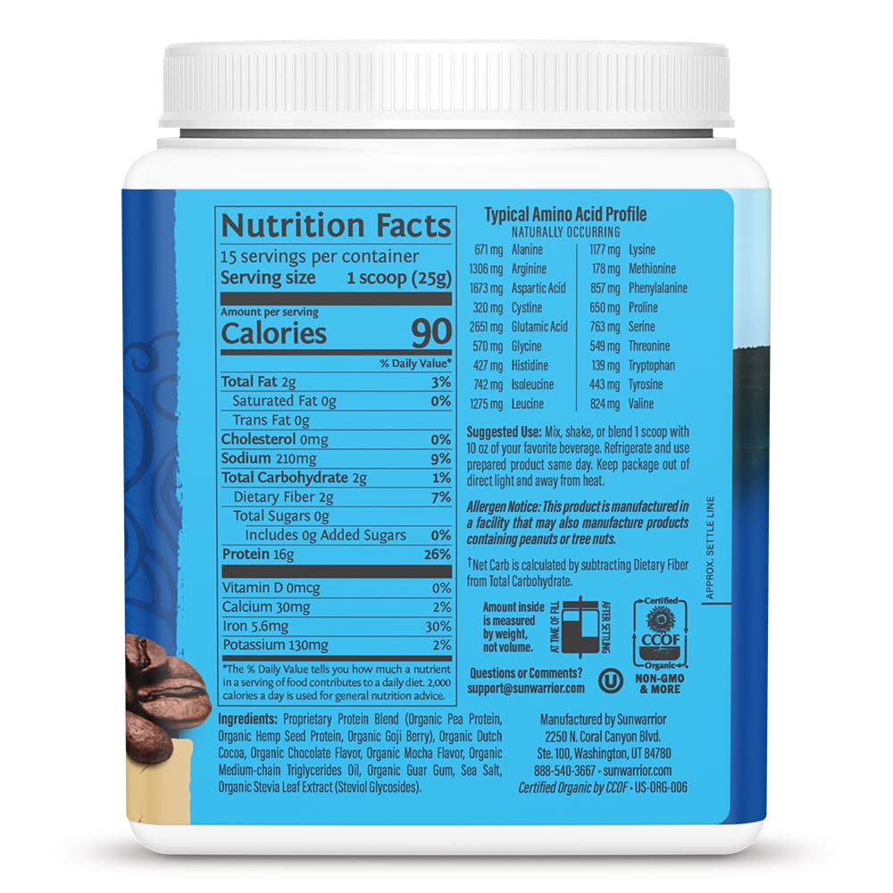 Sunwarrior Warrior Blend Plant Based Protein Powder, Mocha, 750 g