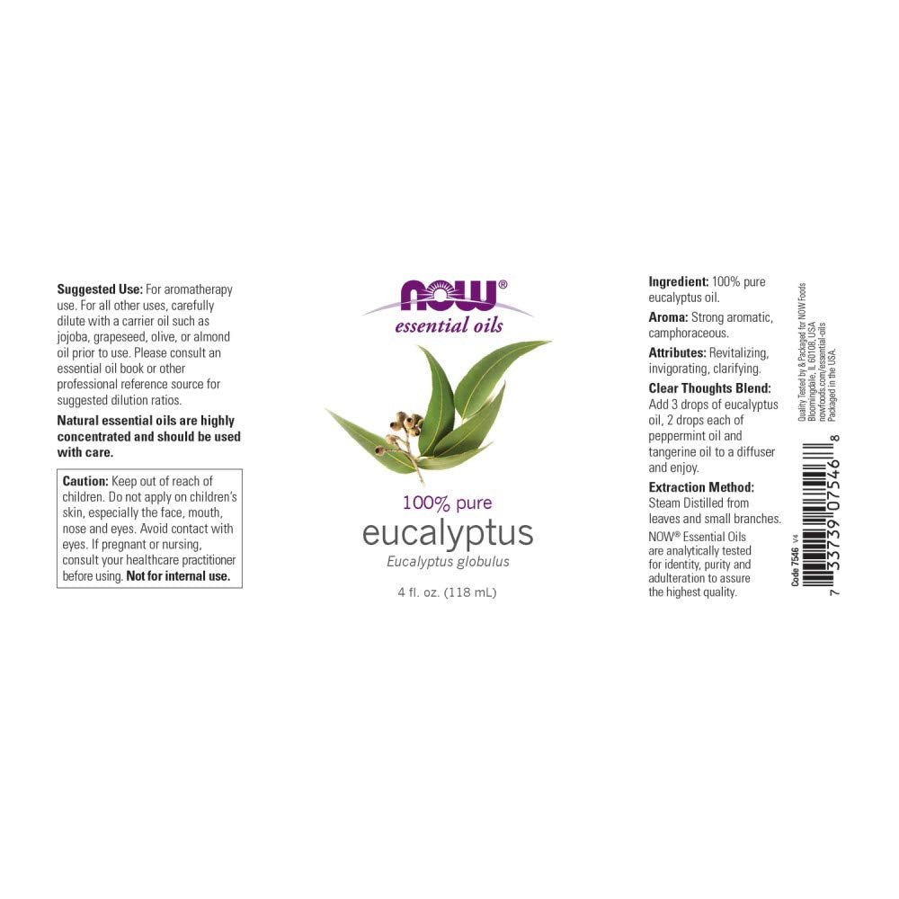 NOW Eucalyptus Globulus Essential Oil, 4 fl oz
