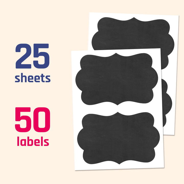 TownStix Chalkboard Labels Stickers, Cloud Design, 6 x 4, 50 Count