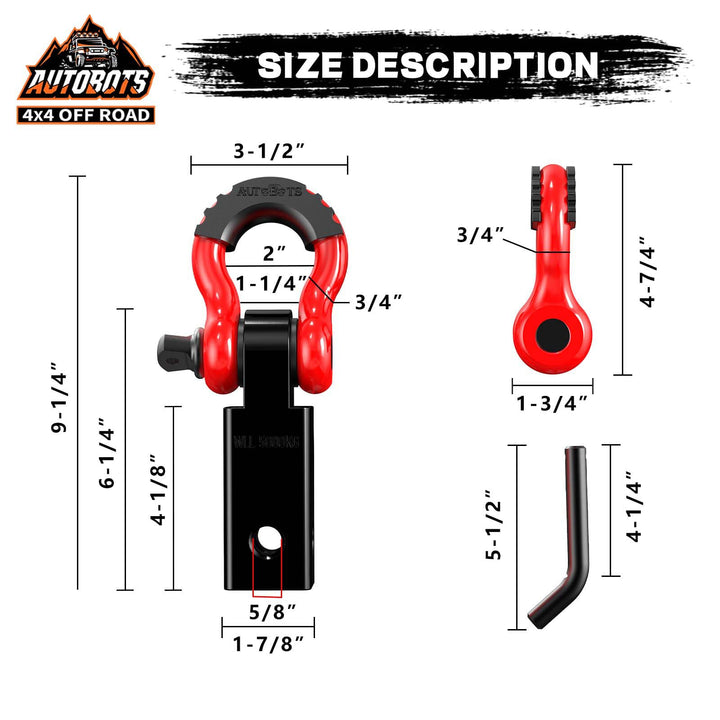 AUTOBOTS Tow Hitch Receiver, Red & Black, 2 in