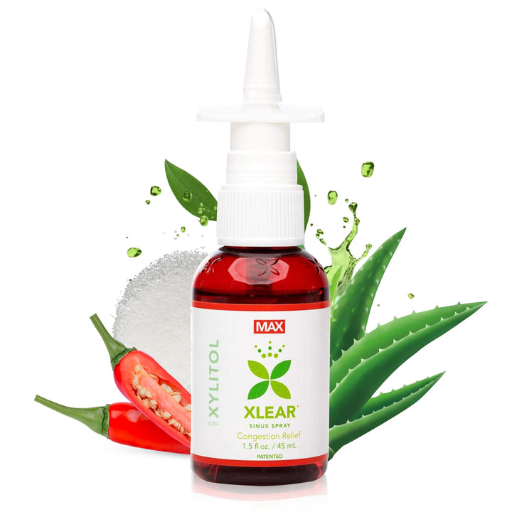Xlear Max Natural Xylitol Saline Nasal Spray with Capsicum and Aloe, 1.5 fl oz