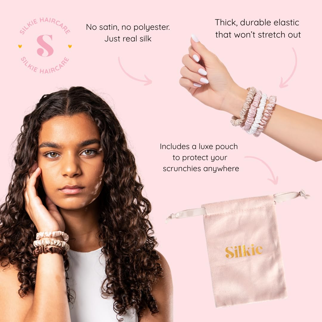 Silkie Skinny Scrunchies, Nudes, 4 Count