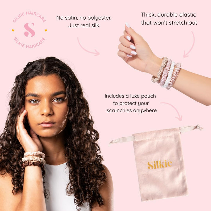 Silkie Skinny Scrunchies, Nudes, 4 Count