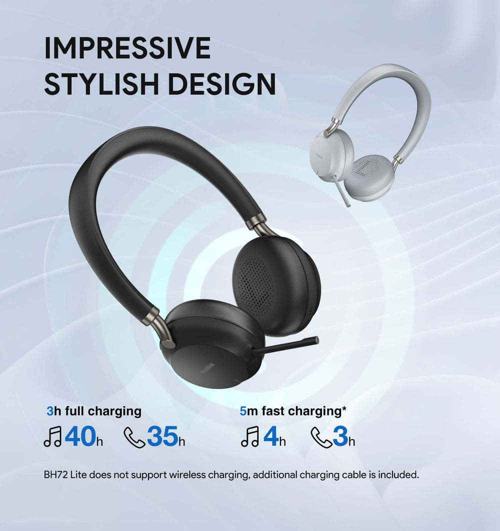 Yealink BH72 Lite Wireless Headset, Bluetooth, Teams Zoom Certified