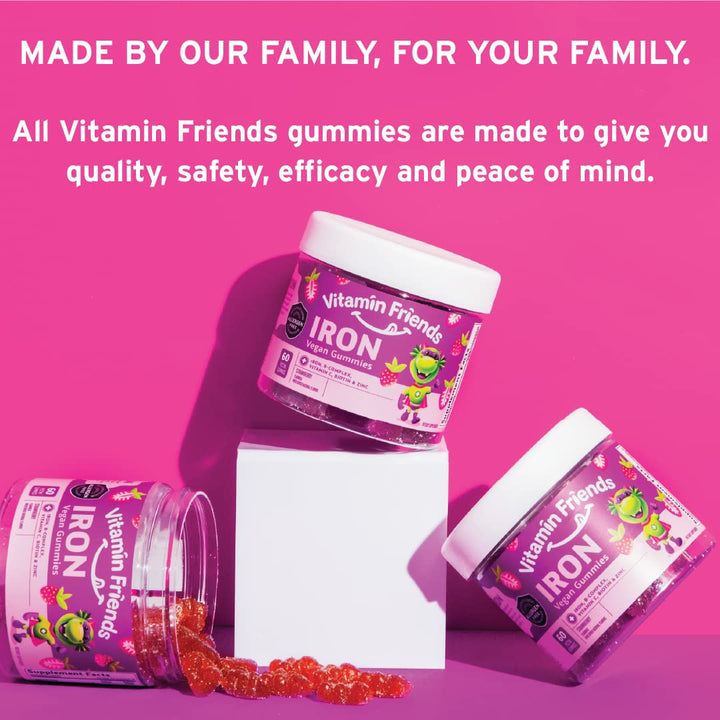Vitamin Friends Kids Multivitamin and Iron Gummies, Strawberry, 60 Count