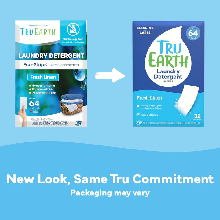 Tru Earth Laundry Detergent Sheets, Fresh Linen, 32 Count