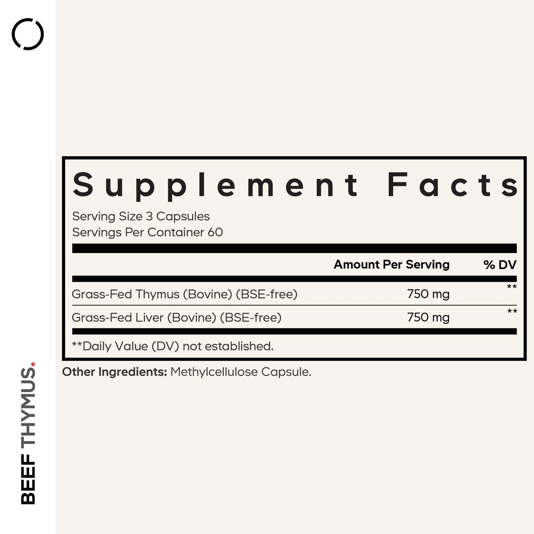 Codeage Grass Fed Beef Thymus Supplement, 180 Count