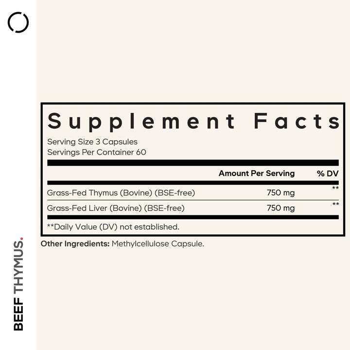 Codeage Grass Fed Beef Thymus Supplement, 180 Count