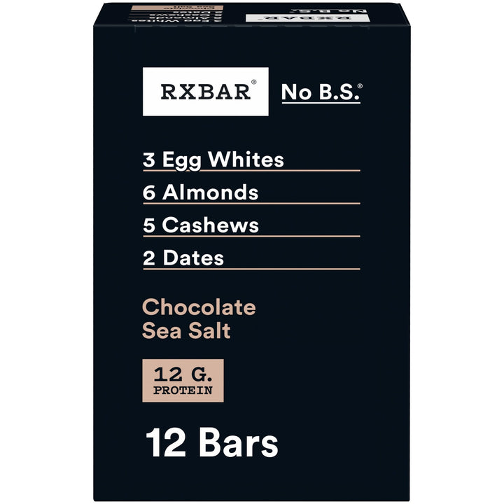 RXBAR Protein Bar, Chocolate Sea Salt, 12 Count