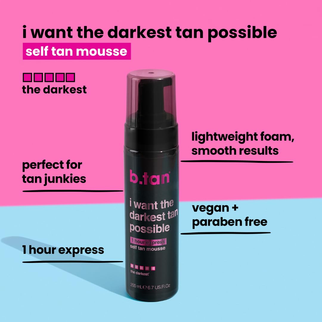 B.TAN Ultra Dark Self Tanner Mousse, 6.7 fl oz