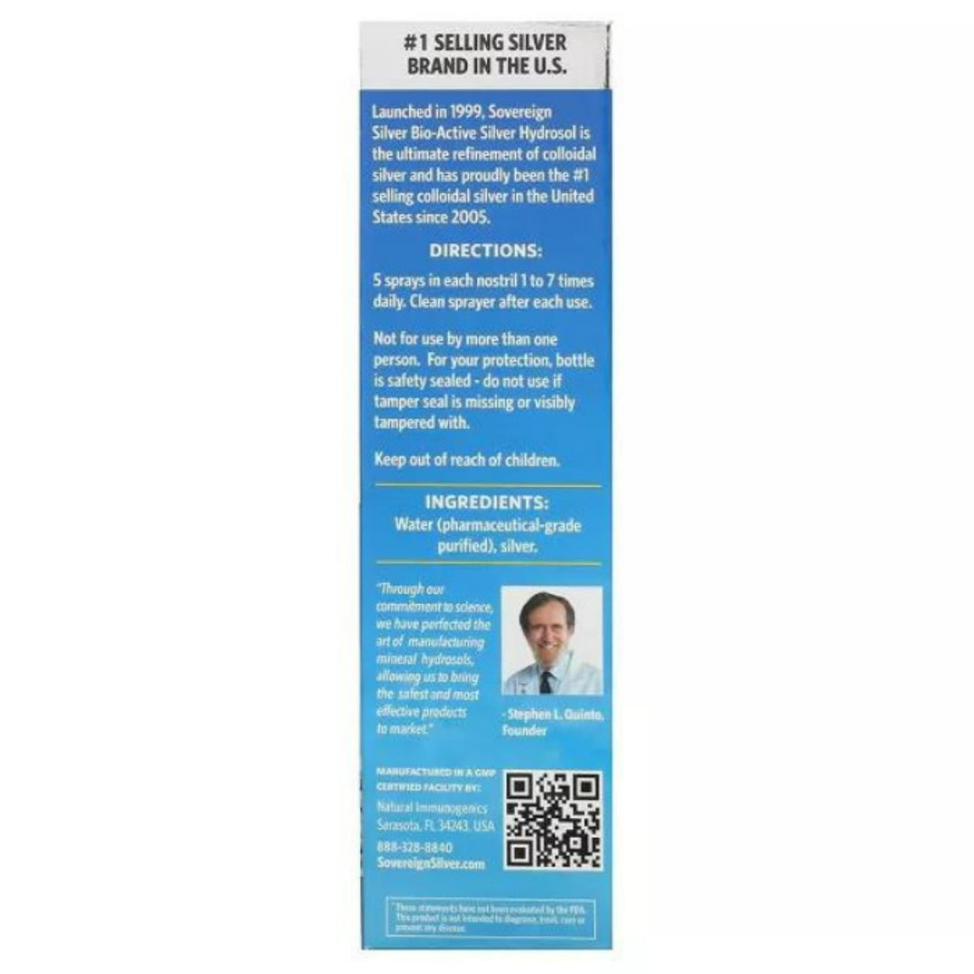Sovereign Silver Bio-Active Hydrosol, 10 ppm, 2 fl oz (59ml) Vertical Spray