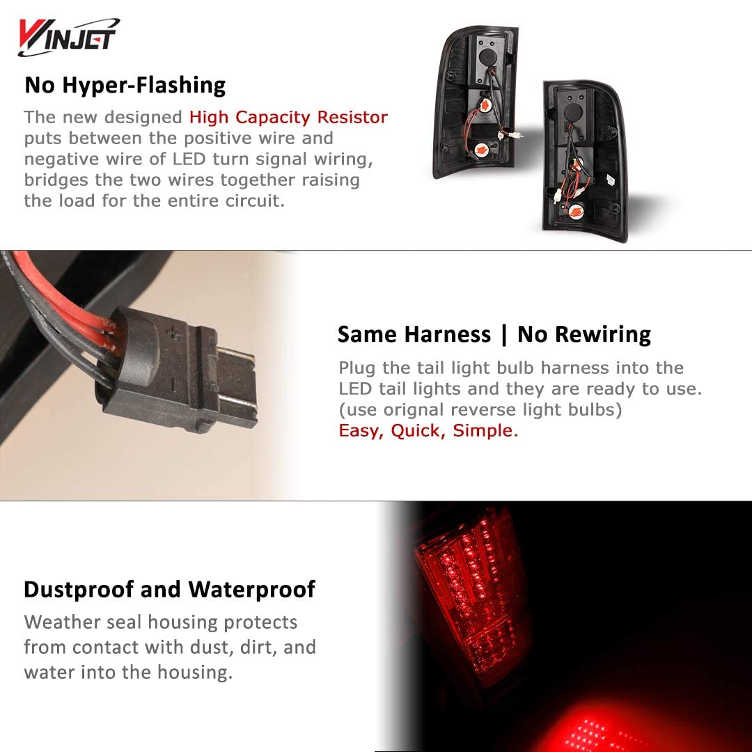 Winjet LED Taillights for Chevrolet Silverado 1500, 2500, 3500, Clear, Pair