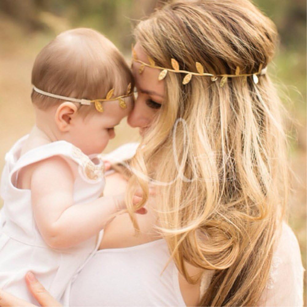 yueton Leaf Headbands, Gold and Silver, 4 Count