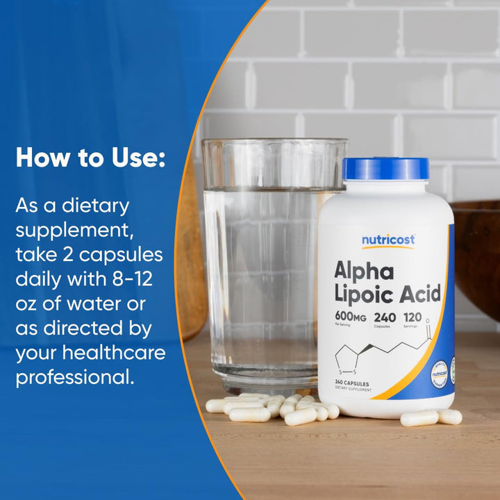 Nutricost Alpha Lipoic Acid Capsules, 600 mg, 240 Count