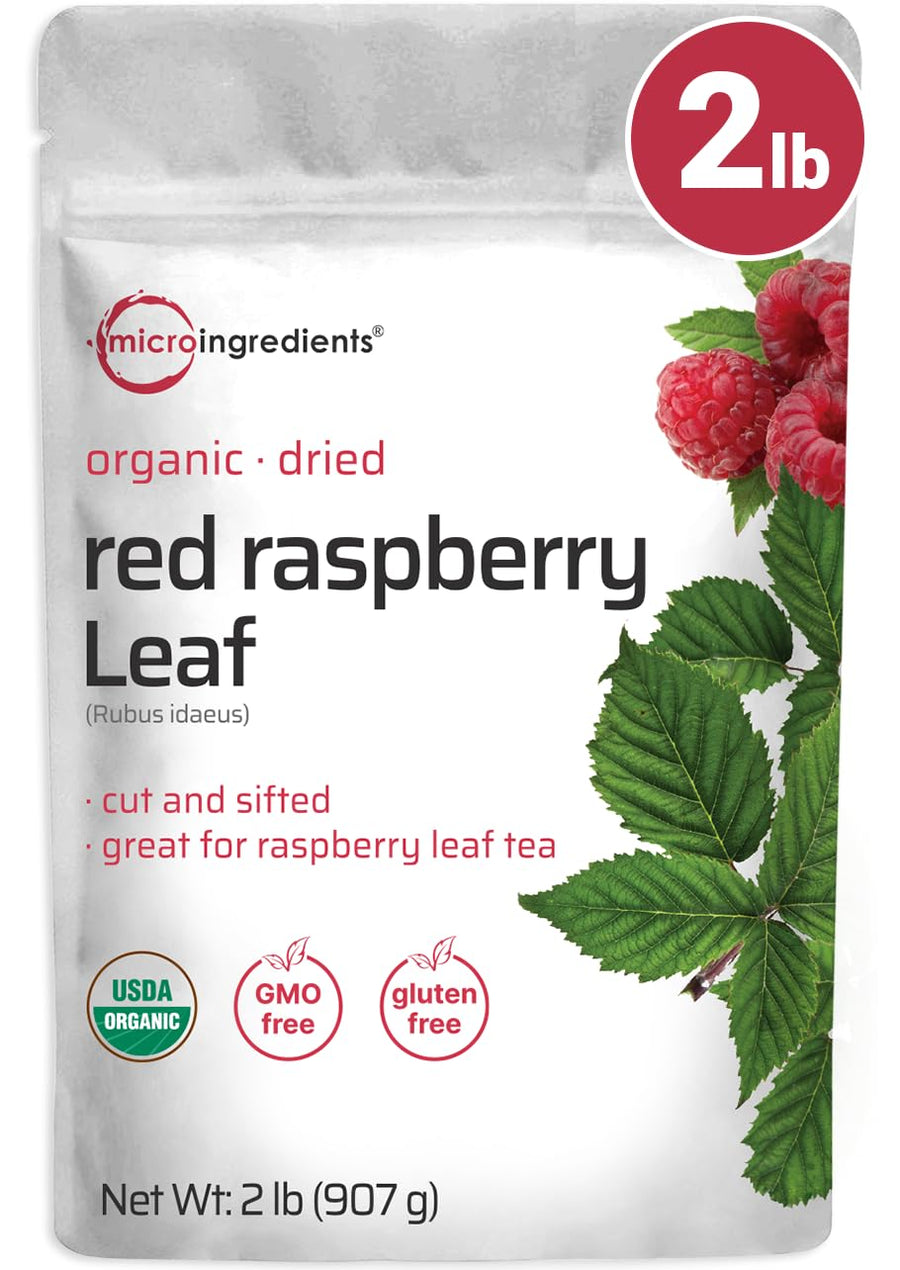 Micro Ingredients Organic Dried Raspberry Leaf Tea, Cut & Sifted, 2 lb