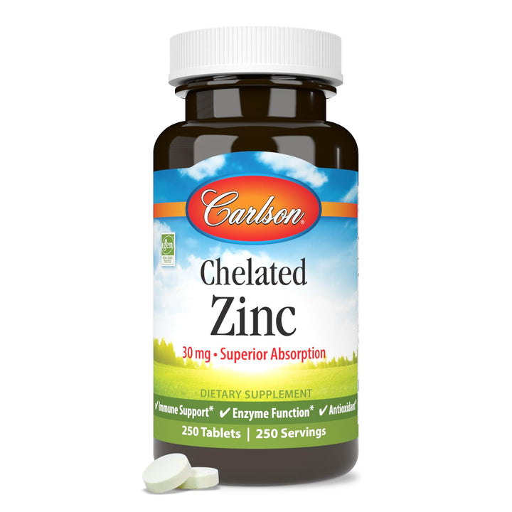 Carlson Chelated Zinc Glycinate, 30 mg, 250 Count
