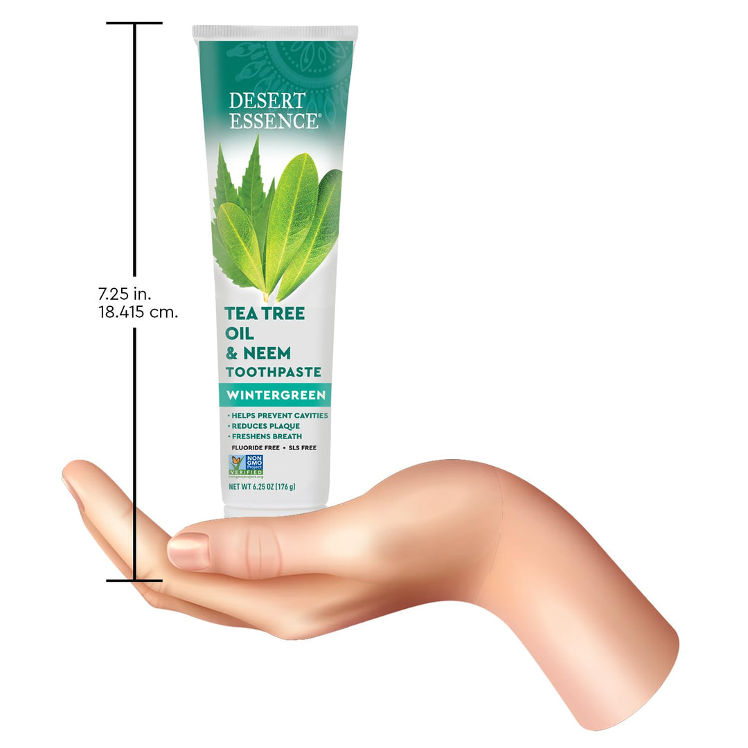 Desert Essence Toothpaste, Tea Tree Oil & Neem Wintergreen, 6.25 oz