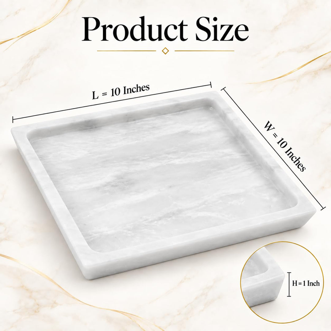 Radicaln Marble Serving Tray, White, 10 in